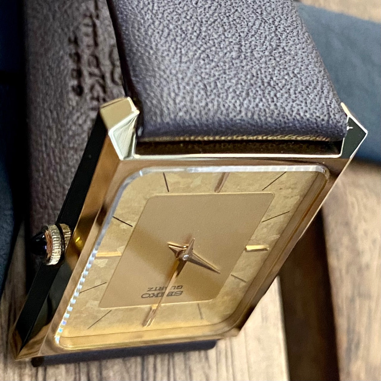 COMING SOON! Rare Vintage Seiko Quartz Tank 7430-5230 Gold Flake Dial, GHA Case, May 1985  PRE-ORDER NOW!