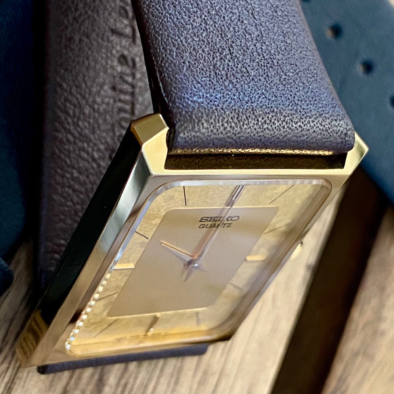 COMING SOON! Rare Vintage Seiko Quartz Tank 7430-5230 Gold Flake Dial, GHA Case, May 1985  PRE-ORDER NOW!