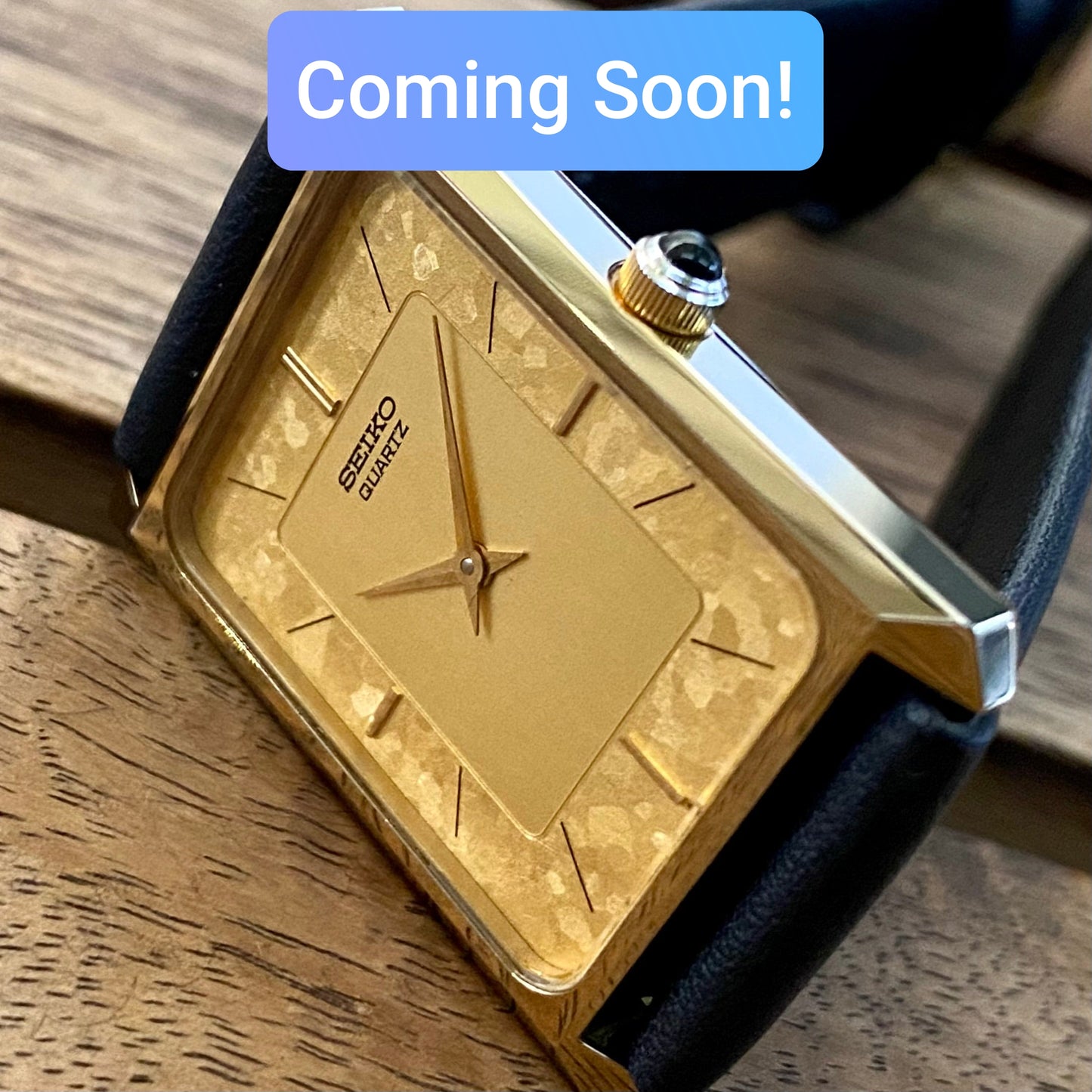 COMING SOON! Rare Vintage May 1984 Seiko Quartz Tank 7430-5230 Gold Flake Dial with GHA Case PRE-ORDER NOW!