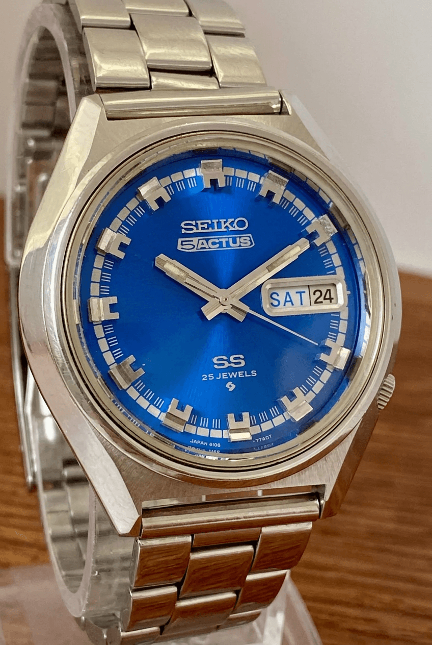 Seiko 5 Actus SS 6106-7580 Blue SERVICED Automatic, February 1973